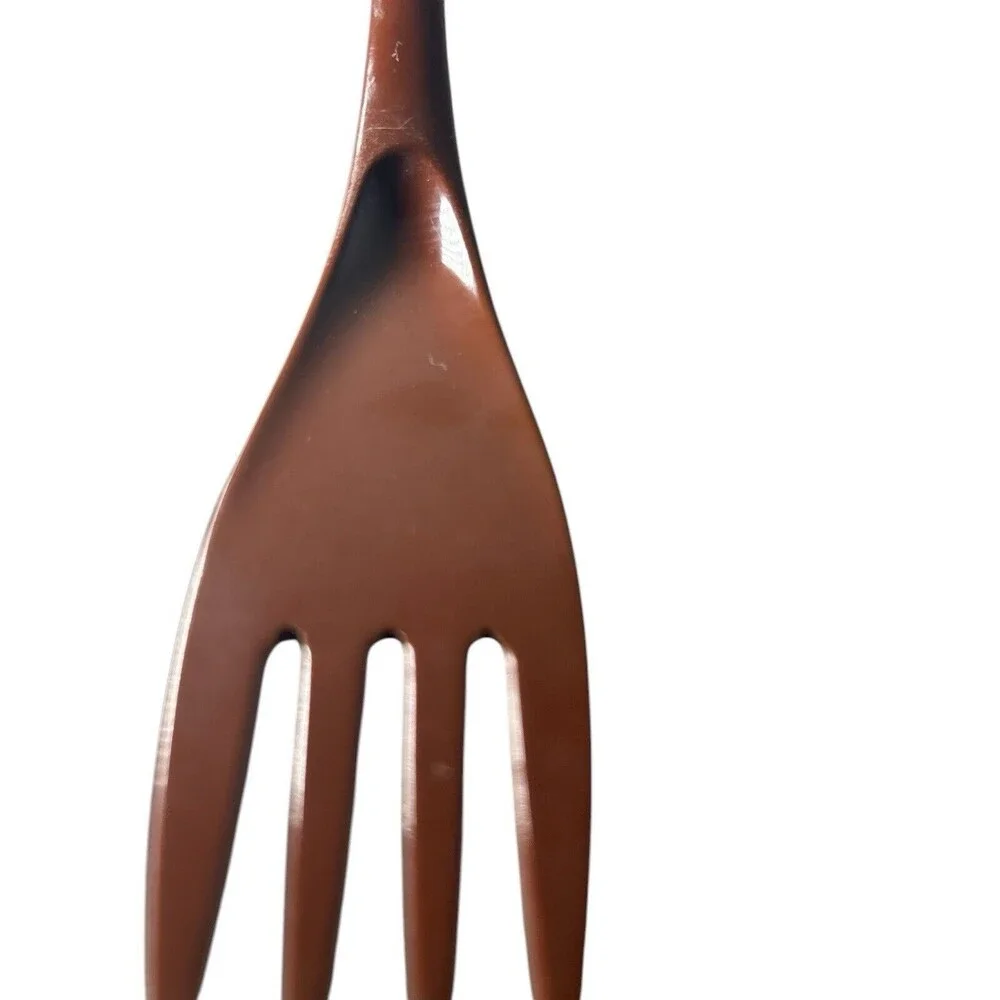Vintage Rosti Melamine Utensil Set Brown Spoon Fork Stirrer 2 Pieces Denmark